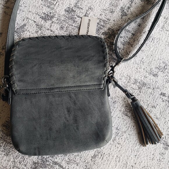 New Mia & Luca Silver Grey suede leather Aztec woven purse NWT - Picture 4 of 12